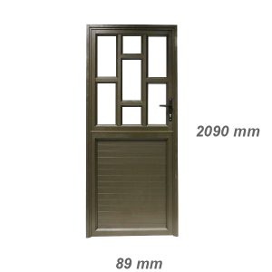 Staggered Glass Top Aluminium Panel Bottom Stable Door Pre - Hung in Frame 900W X 2100H