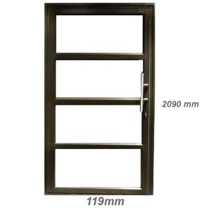 Aluminium Pivot Door Bronze 4 Horizontal Panel W1200 x H2100MM