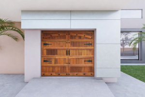 Single Meranti Barn-Style Wood Garage Door with Decorative Studs | 2440 × 2135 mm