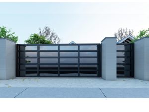 Aluminium & Glass Sliding Gate | W5000 × H2000 mm